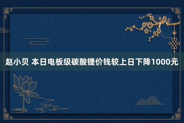 赵小贝 本日电板级碳酸锂价钱较上日下降1000元