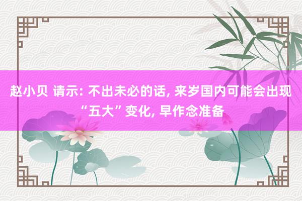 赵小贝 请示: 不出未必的话， 来岁国内可能会出现“五大”变化， 早作念准备