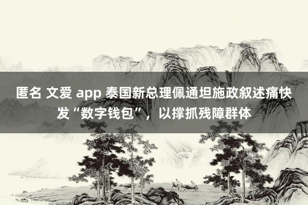 匿名 文爱 app 泰国新总理佩通坦施政叙述痛快发“数字钱包”，以撑抓残障群体