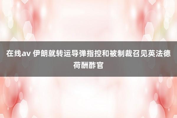 在线av 伊朗就转运导弹指控和被制裁召见英法德荷酬酢官