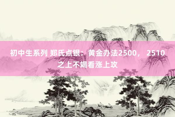 初中生系列 郑氏点银：黄金办法2500， 2510之上不竭看涨上攻