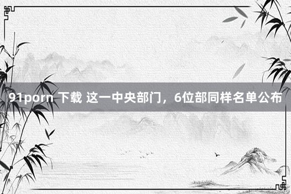 91porn 下载 这一中央部门，6位部同样名单公布
