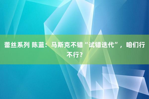蕾丝系列 陈蓝：马斯克不错“试错迭代”，咱们行不行？