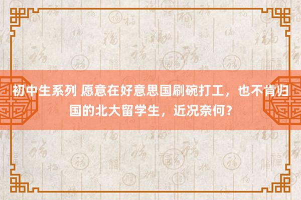 初中生系列 愿意在好意思国刷碗打工，也不肯归国的北大留学生，近况奈何？