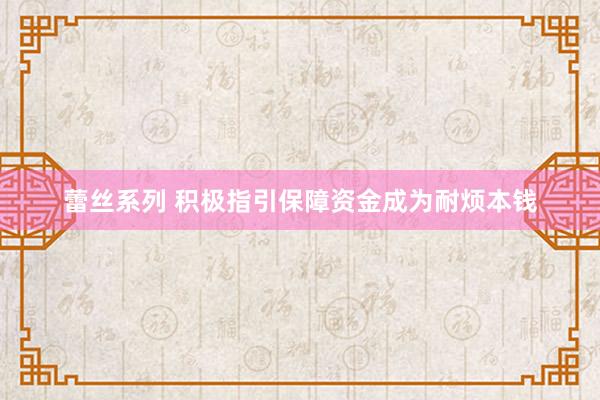 蕾丝系列 积极指引保障资金成为耐烦本钱