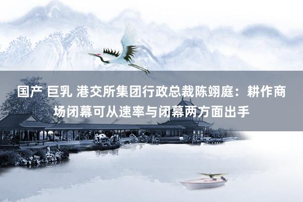 国产 巨乳 港交所集团行政总裁陈翊庭：耕作商场闭幕可从速率与闭幕两方面出手