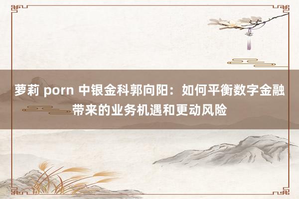 萝莉 porn 中银金科郭向阳：如何平衡数字金融带来的业务机遇和更动风险