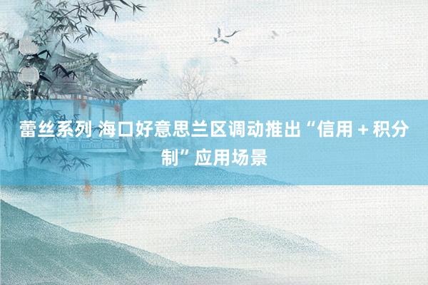 蕾丝系列 海口好意思兰区调动推出“信用＋积分制”应用场景