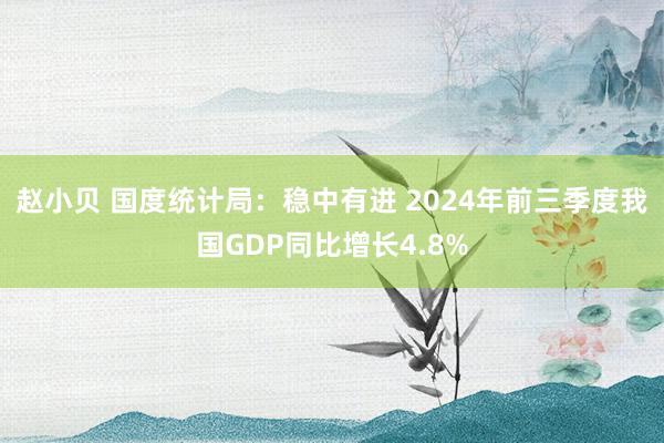 赵小贝 国度统计局：稳中有进 2024年前三季度我国GDP同比增长4.8%
