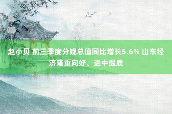 赵小贝 前三季度分娩总值同比增长5.6% 山东经济隆重向好、进中提质