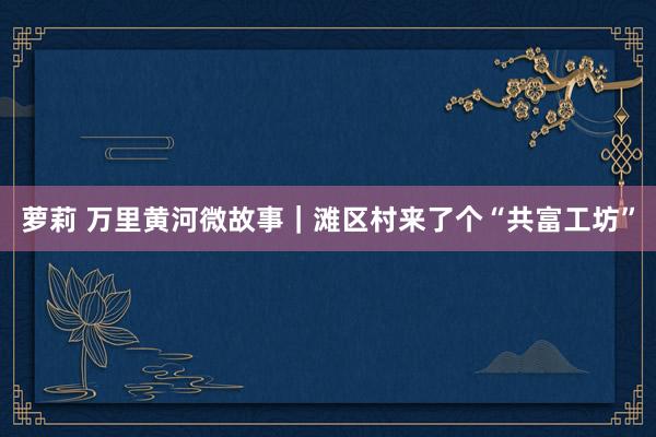 萝莉 万里黄河微故事｜滩区村来了个“共富工坊”