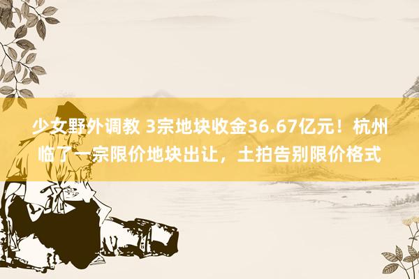 少女野外调教 3宗地块收金36.67亿元！杭州临了一宗限价地块出让，土拍告别限价格式