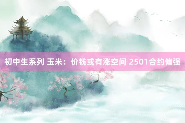 初中生系列 玉米：价钱或有涨空间 2501合约偏强