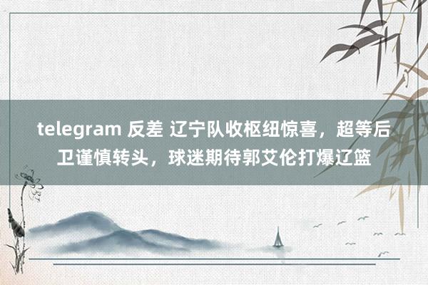 telegram 反差 辽宁队收枢纽惊喜，超等后卫谨慎转头，球迷期待郭艾伦打爆辽篮