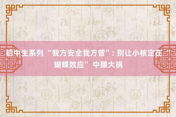 初中生系列 “我方安全我方管”: 别让小核定在 “蝴蝶效应” 中酿大祸
