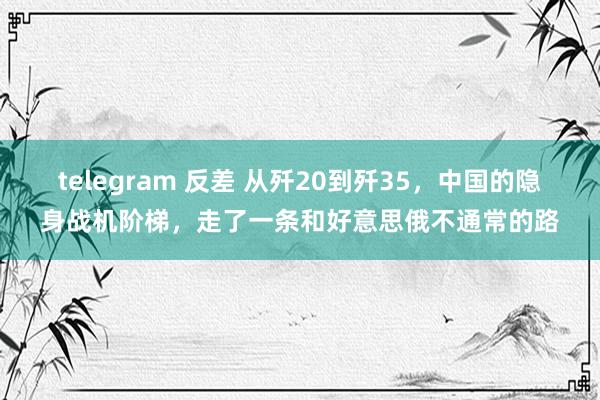 telegram 反差 从歼20到歼35，中国的隐身战机阶梯，走了一条和好意思俄不通常的路
