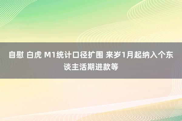 自慰 白虎 M1统计口径扩围 来岁1月起纳入个东谈主活期进款等