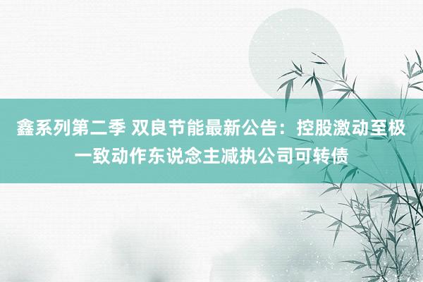 鑫系列第二季 双良节能最新公告：控股激动至极一致动作东说念主减执公司可转债