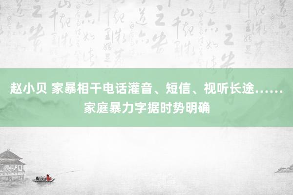 赵小贝 家暴相干电话灌音、短信、视听长途……家庭暴力字据时势明确