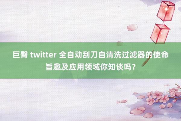巨臀 twitter 全自动刮刀自清洗过滤器的使命旨趣及应用领域你知谈吗？