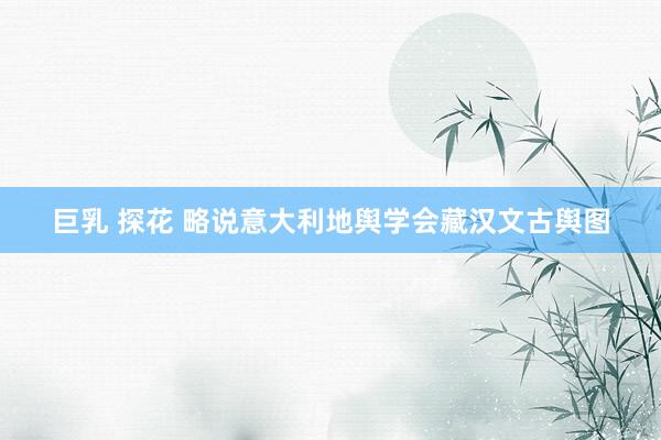 巨乳 探花 略说意大利地舆学会藏汉文古舆图