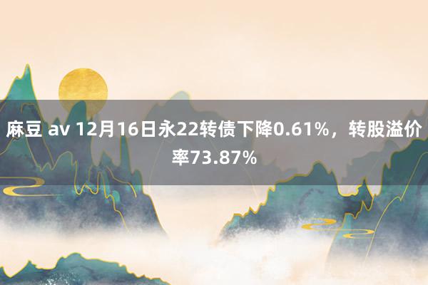 麻豆 av 12月16日永22转债下降0.61%，转股溢价率73.87%
