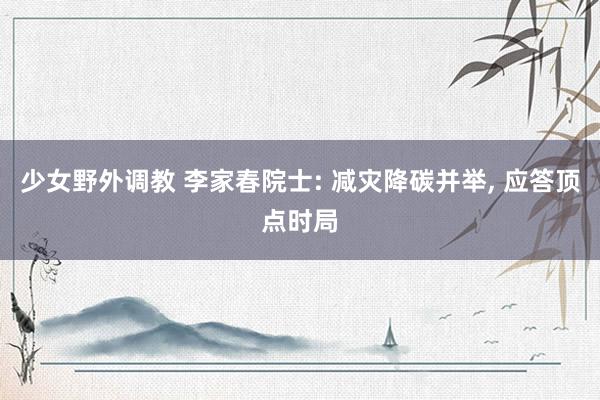 少女野外调教 李家春院士: 减灾降碳并举， 应答顶点时局
