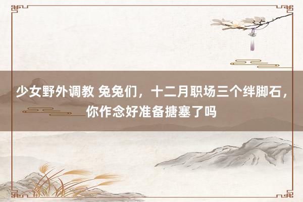 少女野外调教 兔兔们，十二月职场三个绊脚石，你作念好准备搪塞了吗