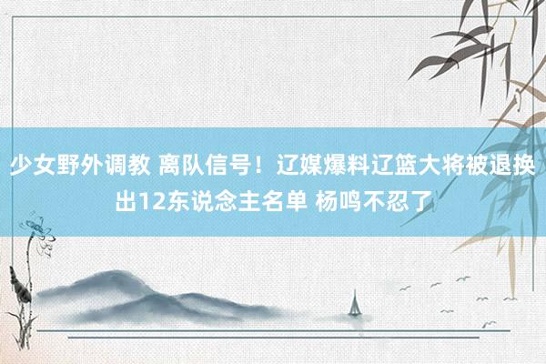 少女野外调教 离队信号！辽媒爆料辽篮大将被退换出12东说念主名单 杨鸣不忍了