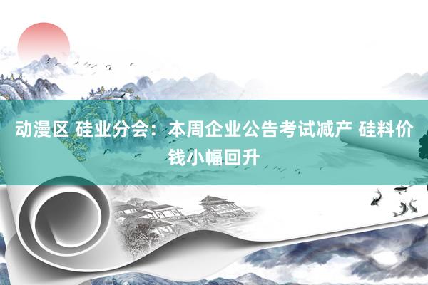 动漫区 硅业分会：本周企业公告考试减产 硅料价钱小幅回升