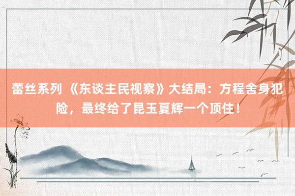蕾丝系列 《东谈主民视察》大结局：方程舍身犯险，最终给了昆玉夏辉一个顶住！