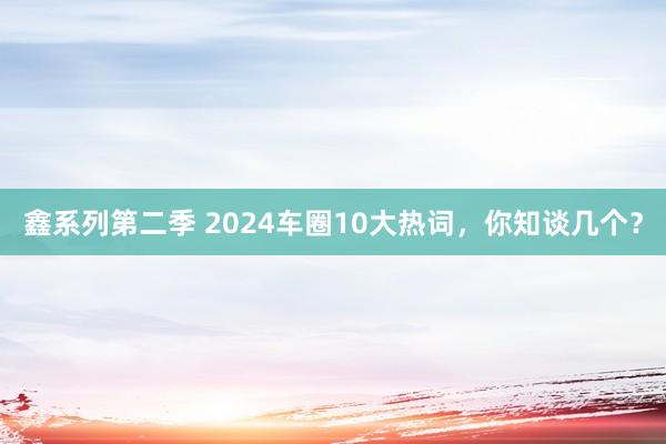 鑫系列第二季 2024车圈10大热词，你知谈几个？