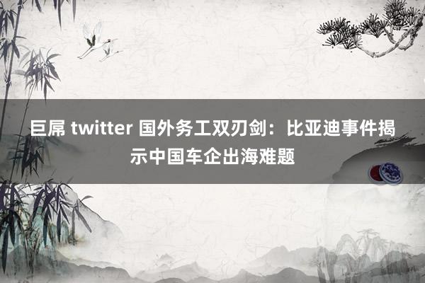 巨屌 twitter 国外务工双刃剑：比亚迪事件揭示中国车企出海难题