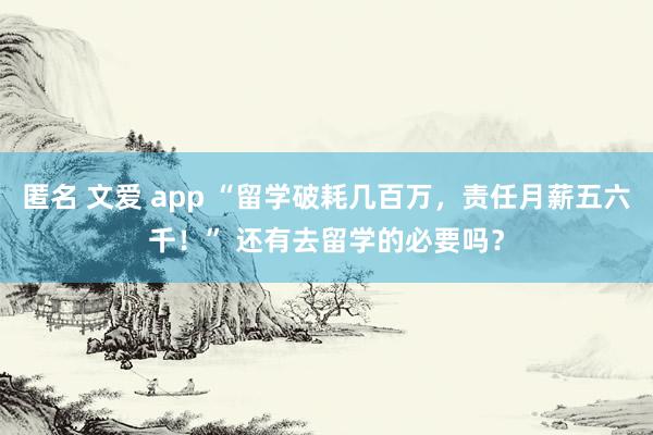匿名 文爱 app “留学破耗几百万，责任月薪五六千！” 还有去留学的必要吗？