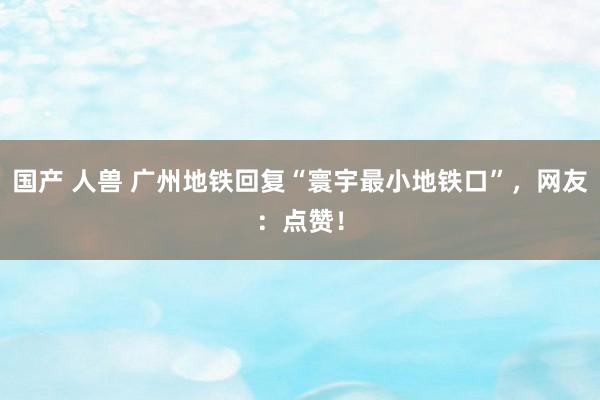 国产 人兽 广州地铁回复“寰宇最小地铁口”，网友：点赞！