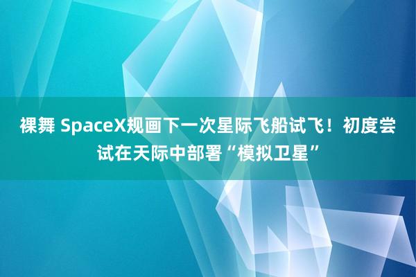 裸舞 SpaceX规画下一次星际飞船试飞！初度尝试在天际中部署“模拟卫星”