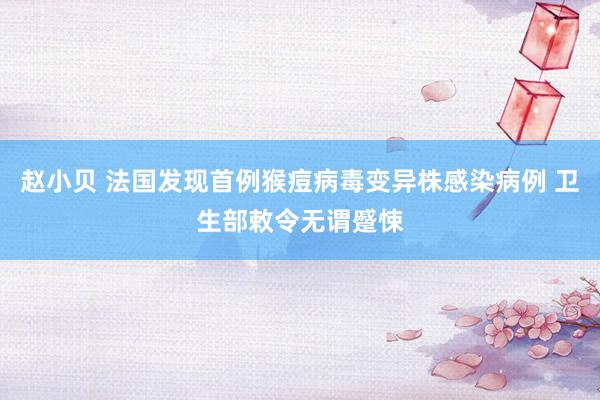赵小贝 法国发现首例猴痘病毒变异株感染病例 卫生部敕令无谓蹙悚