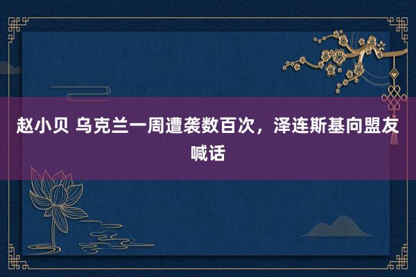 赵小贝 乌克兰一周遭袭数百次，泽连斯基向盟友喊话
