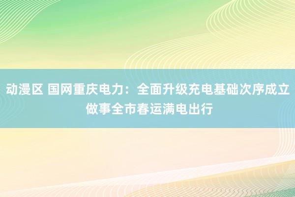 动漫区 国网重庆电力：全面升级充电基础次序成立 做事全市春运满电出行