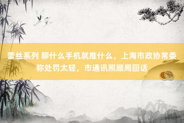 蕾丝系列 聊什么手机就推什么，上海市政协常委称处罚太轻，市通讯照顾局回话