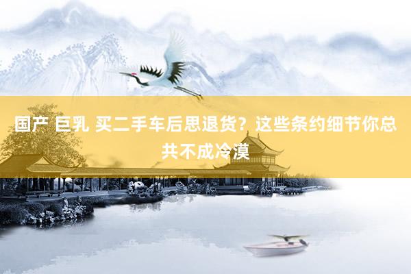 国产 巨乳 买二手车后思退货？这些条约细节你总共不成冷漠