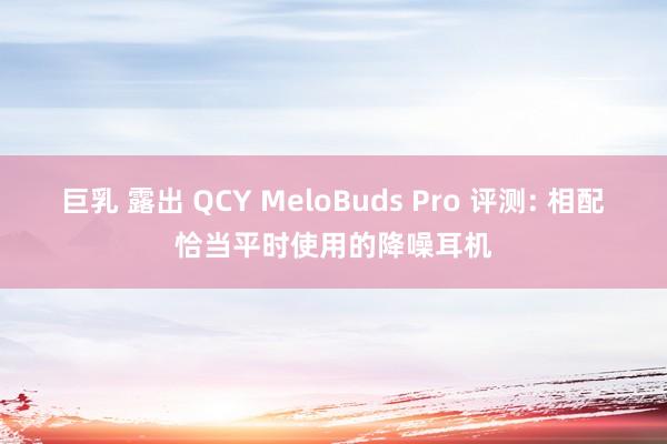 巨乳 露出 QCY MeloBuds Pro 评测: 相配恰当平时使用的降噪耳机