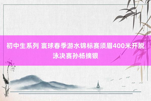 初中生系列 寰球春季游水锦标赛须眉400米开脱泳决赛孙杨摘银