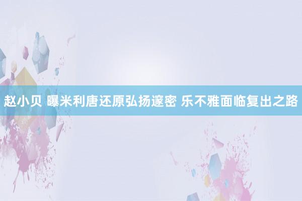 赵小贝 曝米利唐还原弘扬邃密 乐不雅面临复出之路