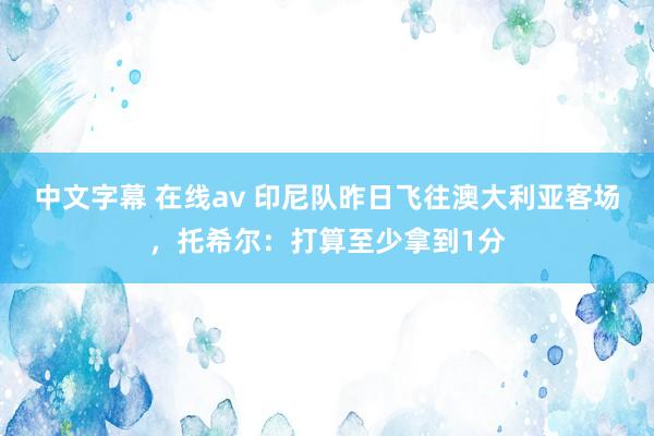 中文字幕 在线av 印尼队昨日飞往澳大利亚客场，托希尔：打算至少拿到1分