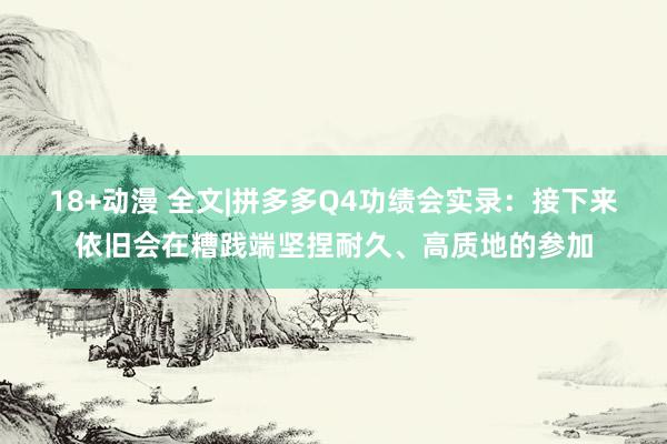 18+动漫 全文|拼多多Q4功绩会实录：接下来依旧会在糟践端坚捏耐久、高质地的参加
