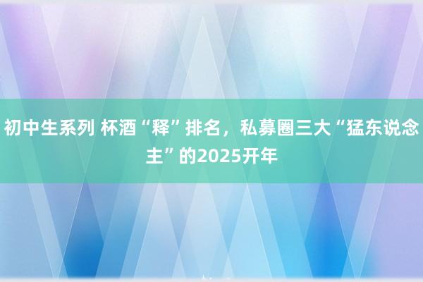初中生系列 杯酒“释”排名，私募圈三大“猛东说念主”的2025开年
