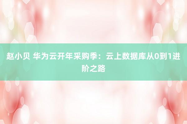 赵小贝 华为云开年采购季：云上数据库从0到1进阶之路