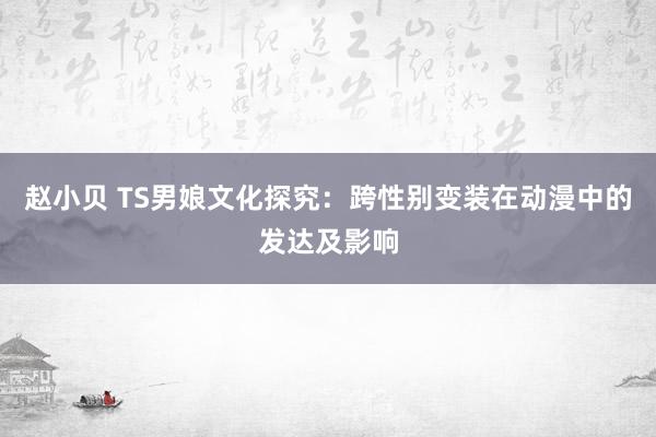 赵小贝 TS男娘文化探究：跨性别变装在动漫中的发达及影响