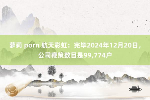 萝莉 porn 航天彩虹：完毕2024年12月20日，公司鞭策数目是99，774户